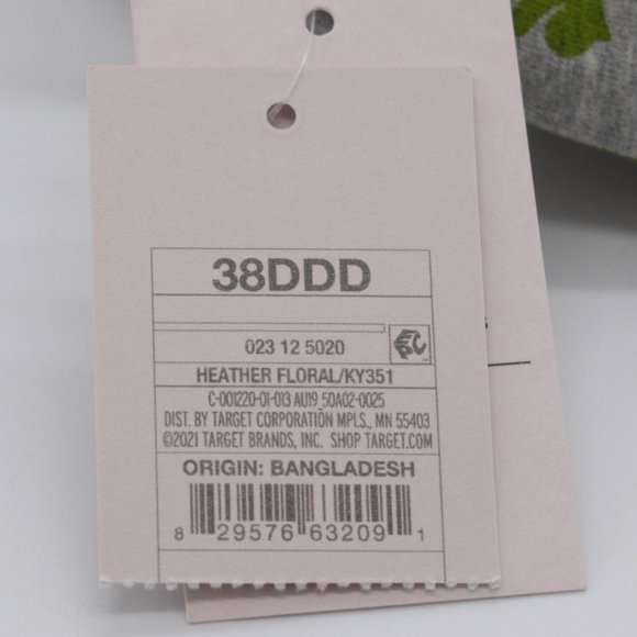 Auden Floral Print Gray Everyday Cotton Demi Lightly Lined T-Shirt Bra - Picture 9 of 10